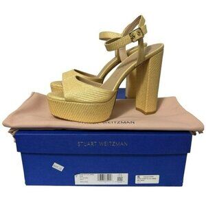 Stuart Weitzman Ryder 95 Platform Sandal Size 11 Wheat Tan Textured Rafia NEW